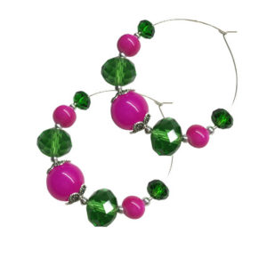 green-pink-earrings