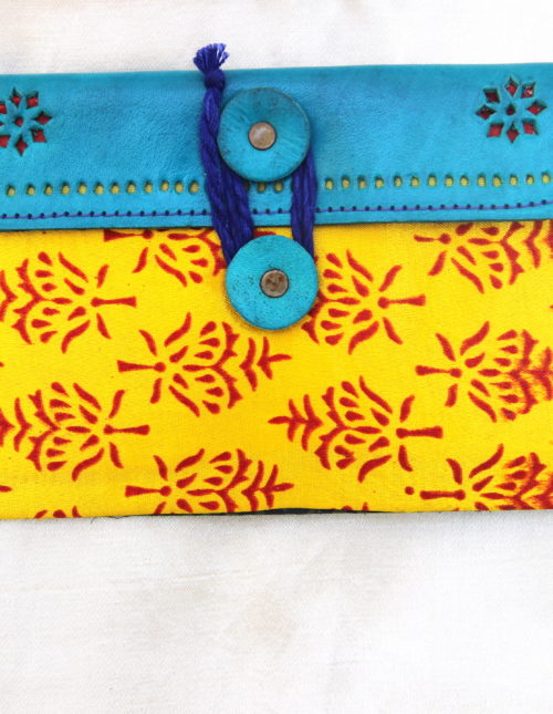 vegetable-dyed-mashru-leather-hand-purse-blue-leather-and-yellow-mashru-ladies-wallet-ethnic-handpurse-pochette-clutch