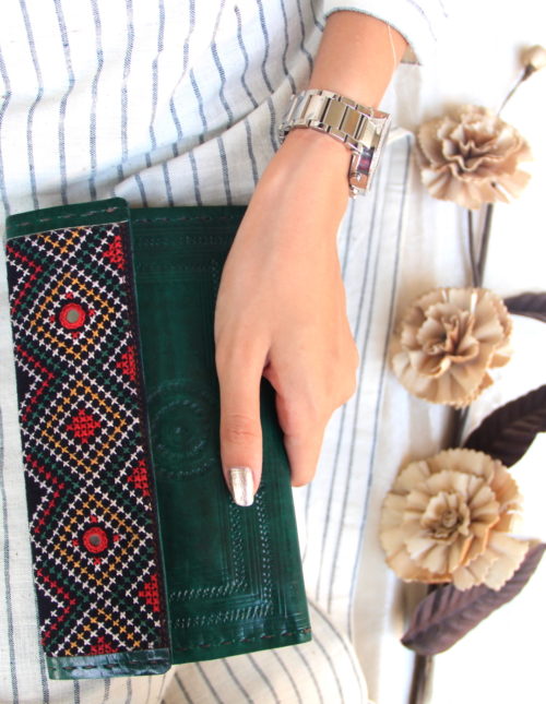 Green-Embroidered-Leather-women's-wallet