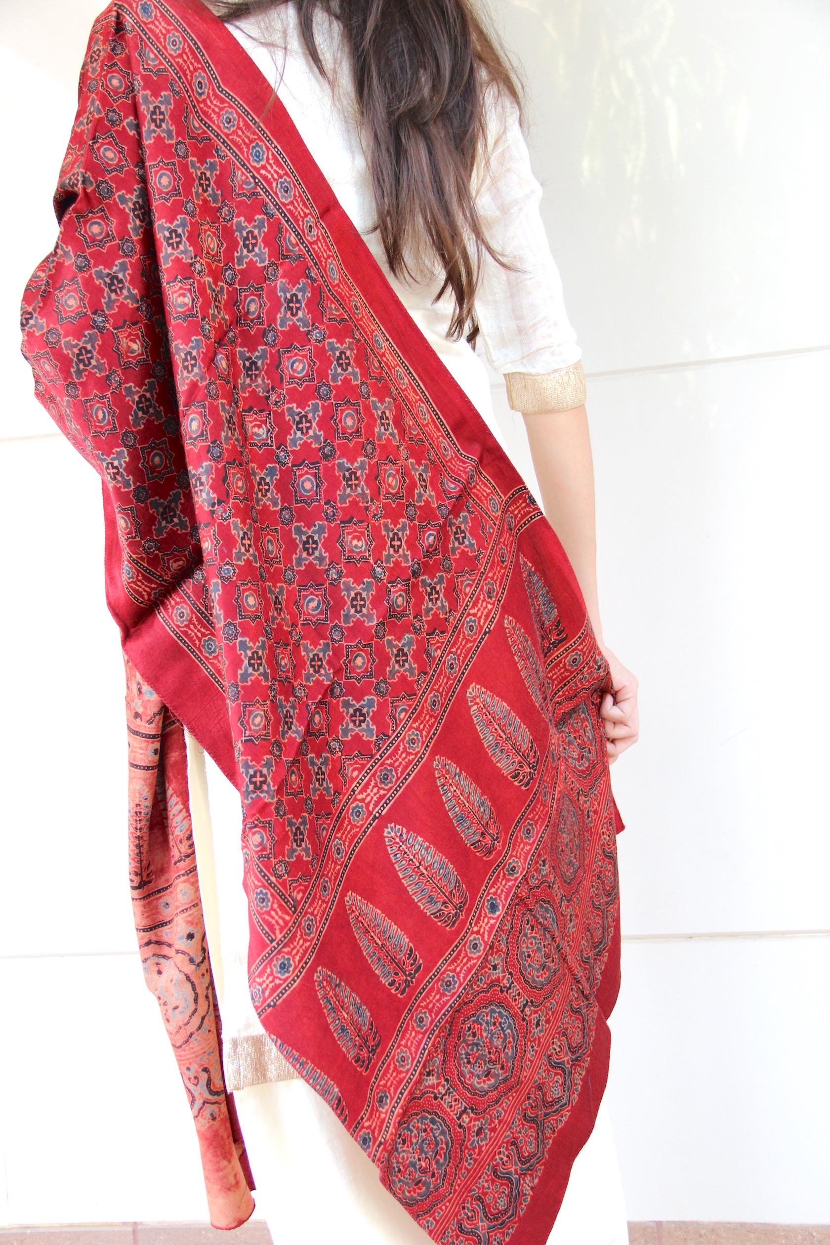 Poetry buy in Motion | Special Ajrakh Natural Dyed Silk Shawl